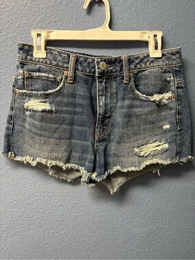 American Eagle Women's Distressed Denim Shorts - Blue Wash